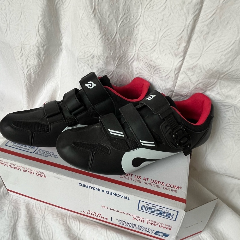 Peloton Cycling Shoes with Red Cleats